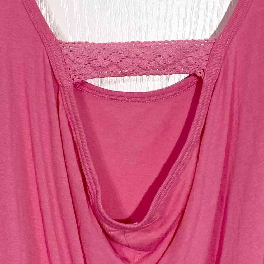 NWT T2Love Crochet Strap Draped Back Hi Lo Tank Top USA MADE Pink Girl’s 14